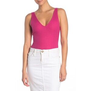 Abound Ribbed V Neck Sleeveless Bodysuit In Pink Size S NWT